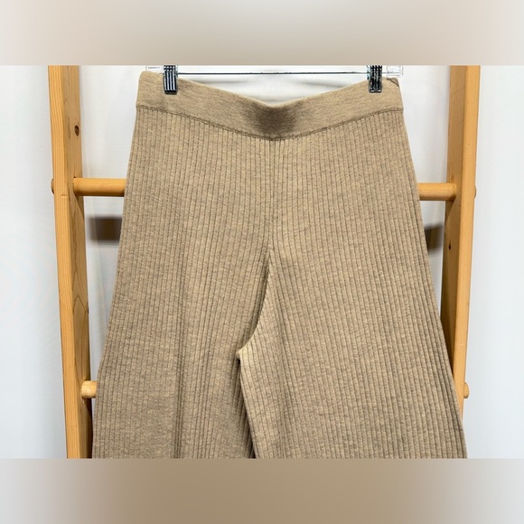 THE DROP Khaki ribbed knit wide leg pants size L - Picture 4 of 11